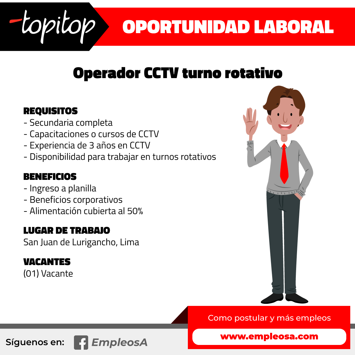 (01) Operador CCTV turno rotativo - San Juan De Lurigancho, Lima