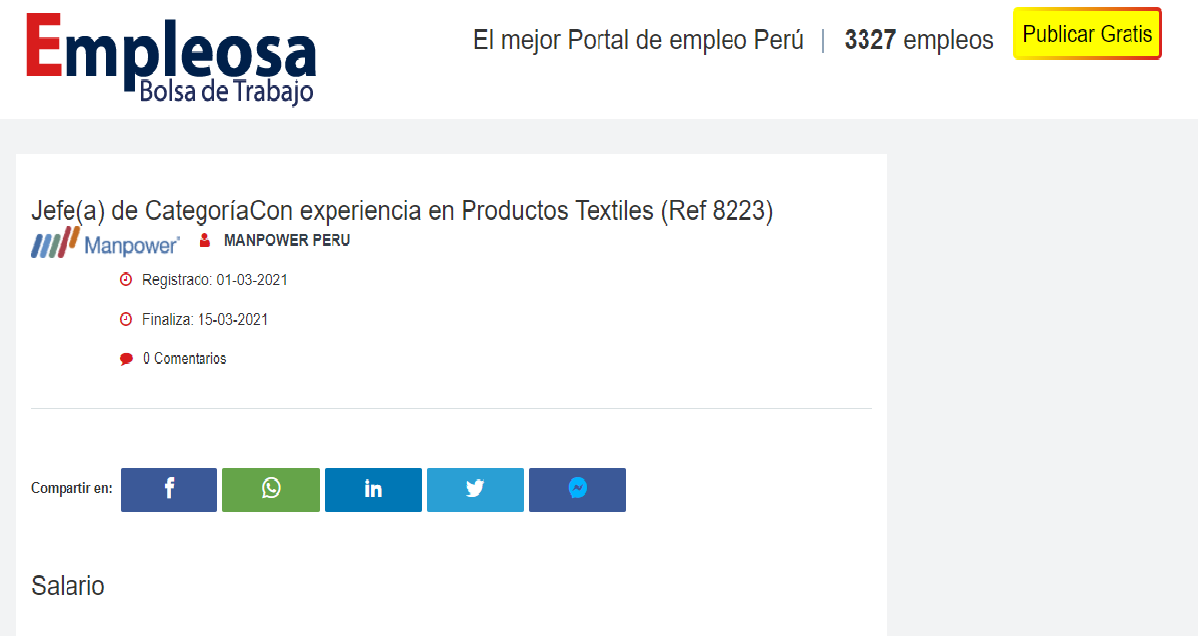 Jefe(a) de CategoríaCon experiencia en Productos Textiles (Ref 8223)