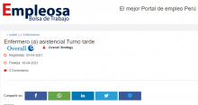 Enfermero (a) asistencial Turno tarde