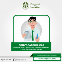 CAS N° 124: ESPECIALISTA EN CONTROL GUBERNAMENTAL Y GESTIÓN ADMINISTRATIVA Vacantes: 1